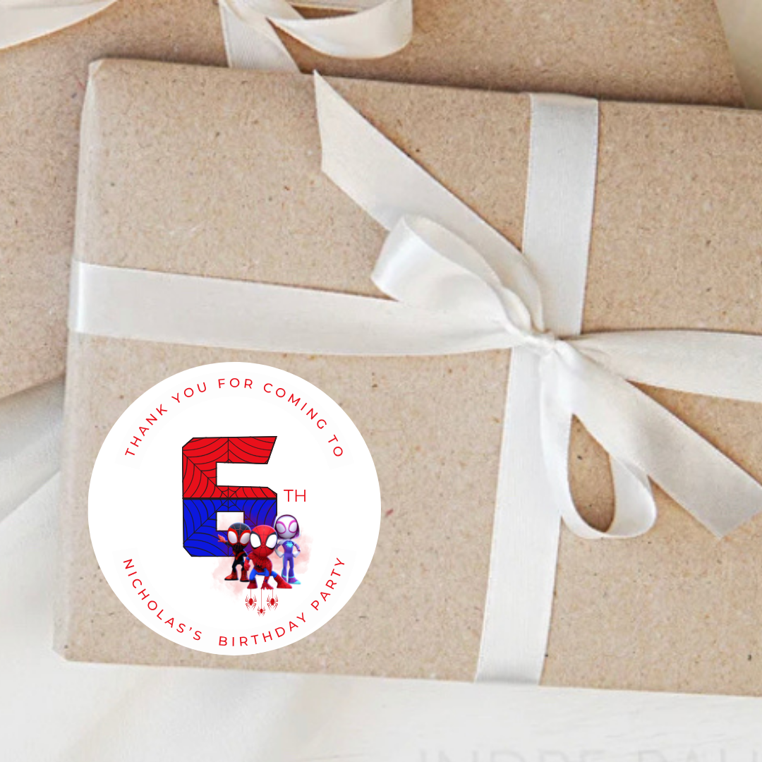 Personalised Spider Man Birthday Party Stickers – product image