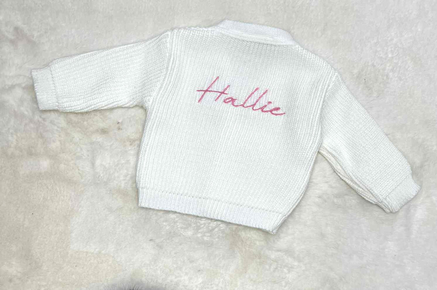Personalised Ribbed Knitted Baby Cardigan