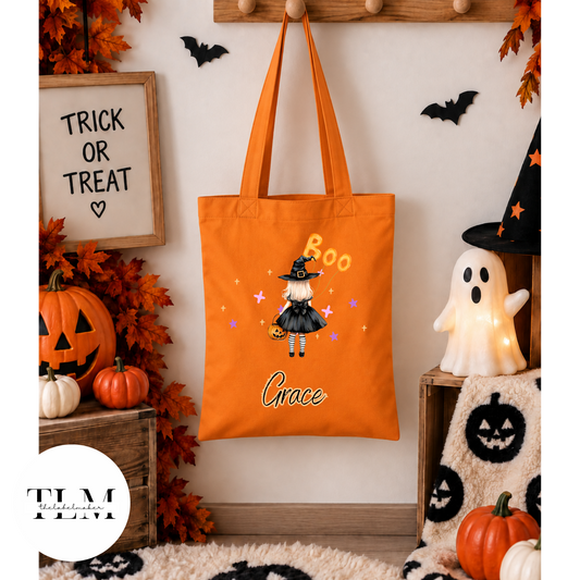 Personalised Witch Halloween Trick or Treat Bag