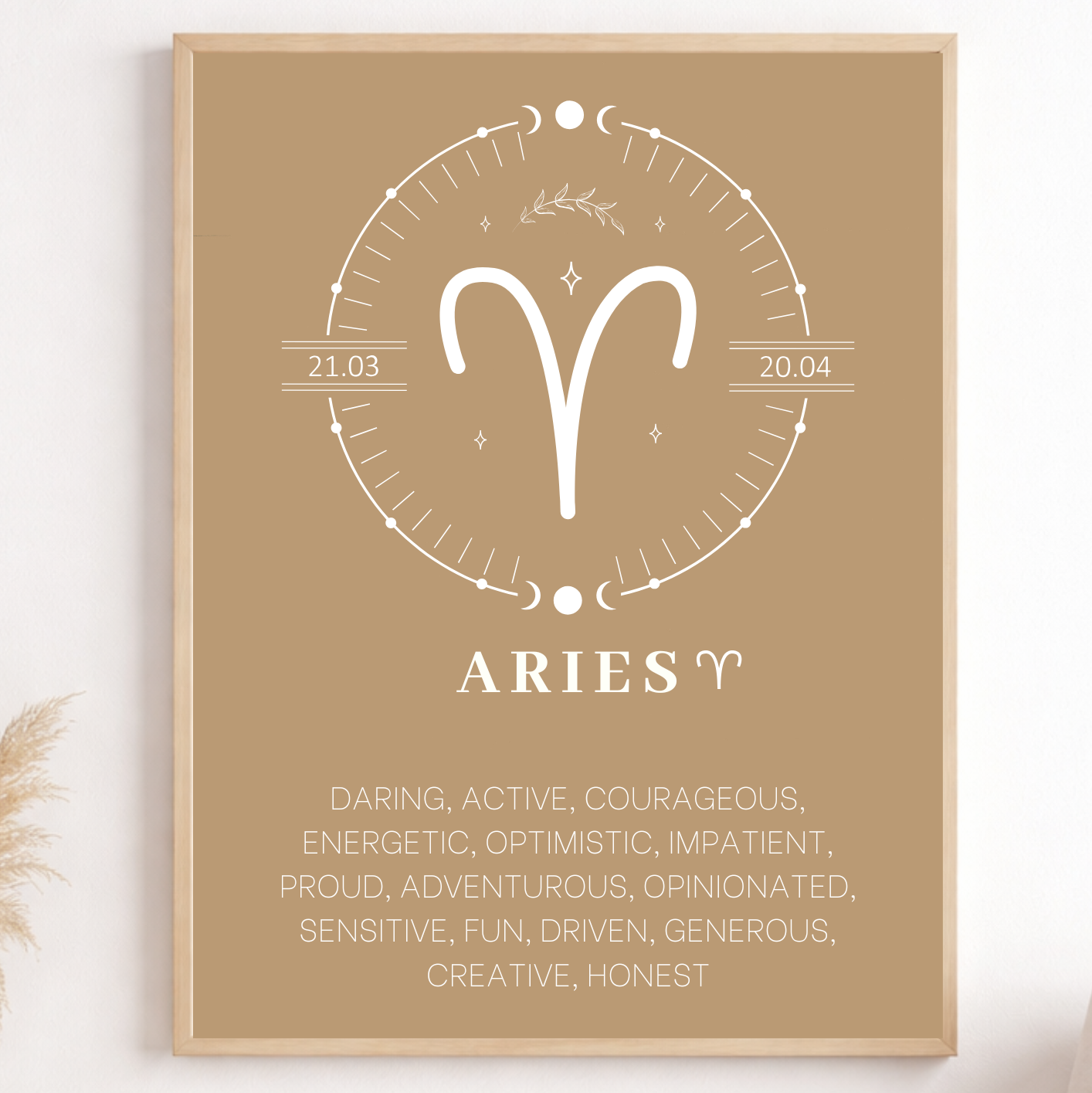 Personalised Beige Zodiac Star Sign Print – product image
