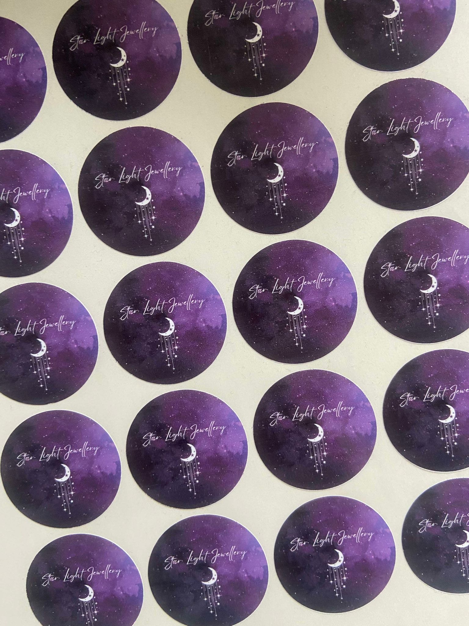 Personalised stickers of a small business called Star Light Jewellery