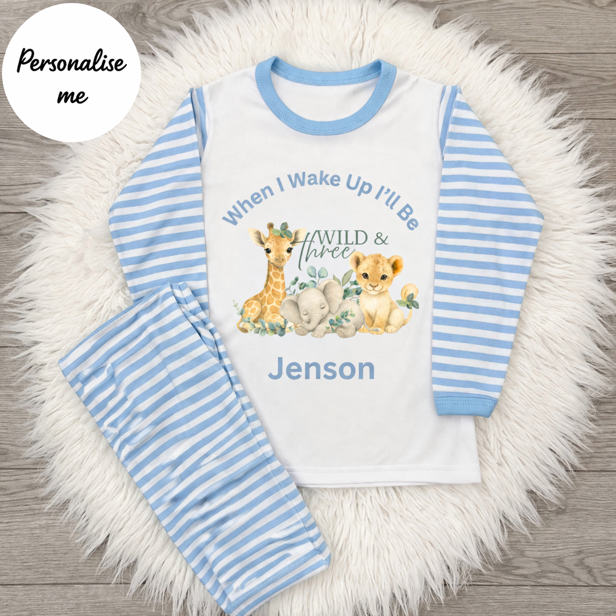 Personalised Two and Wild Safari Birthday Pyjamas