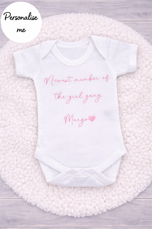 Personalised Newest Member Of The Gang Baby Vest