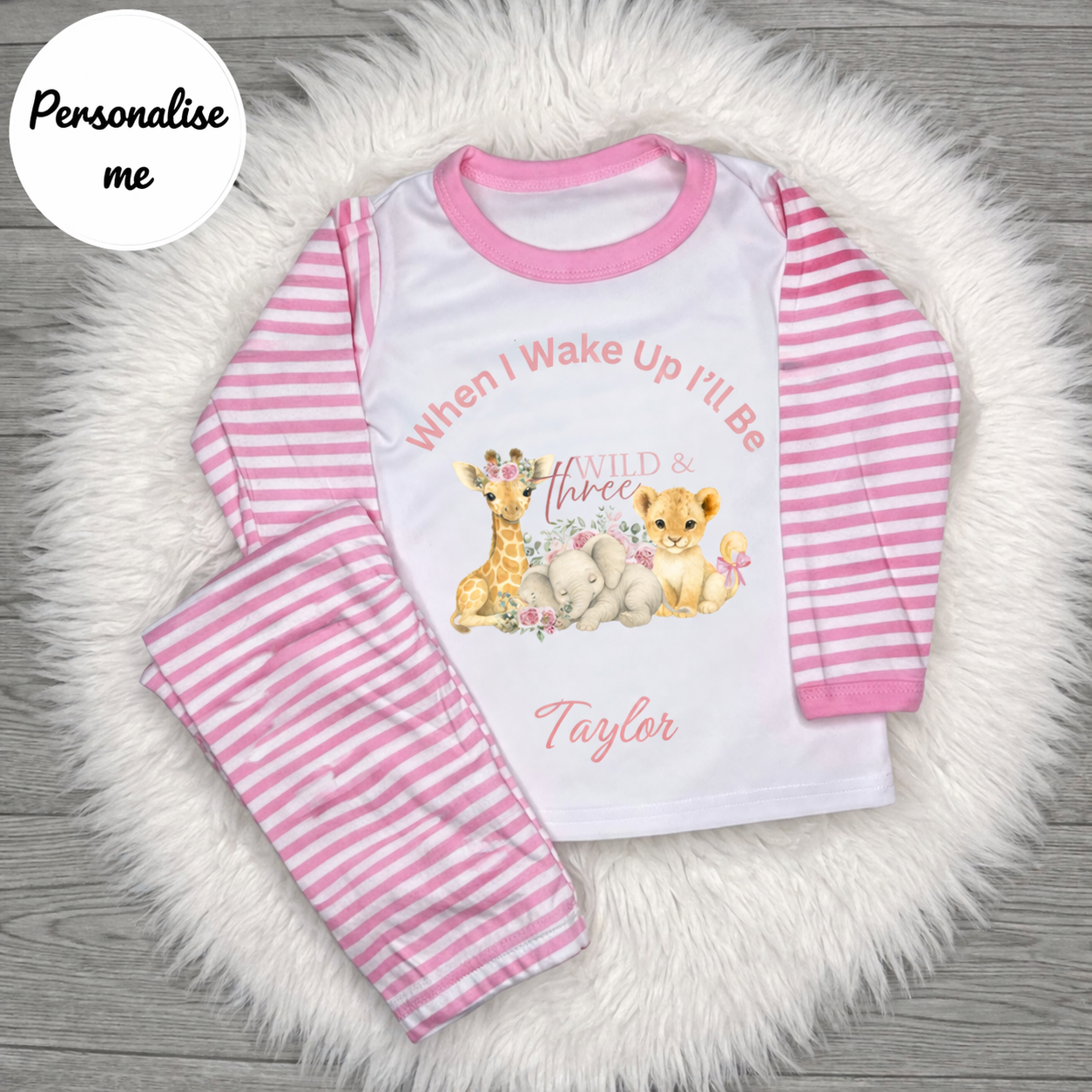 Personalised Two and Wild Safari Birthday Pyjamas