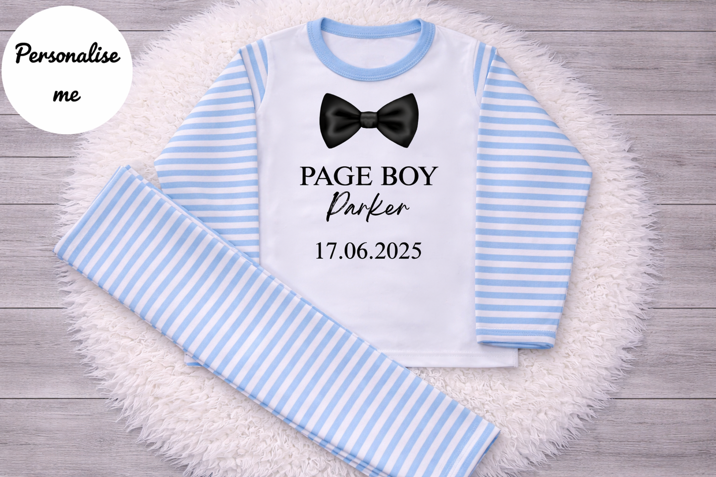 Personalised Bow Tie Page Boy wedding Pyjamas
