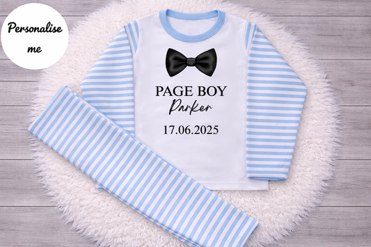 Personalised Bow Tie Page Boy wedding Pyjamas
