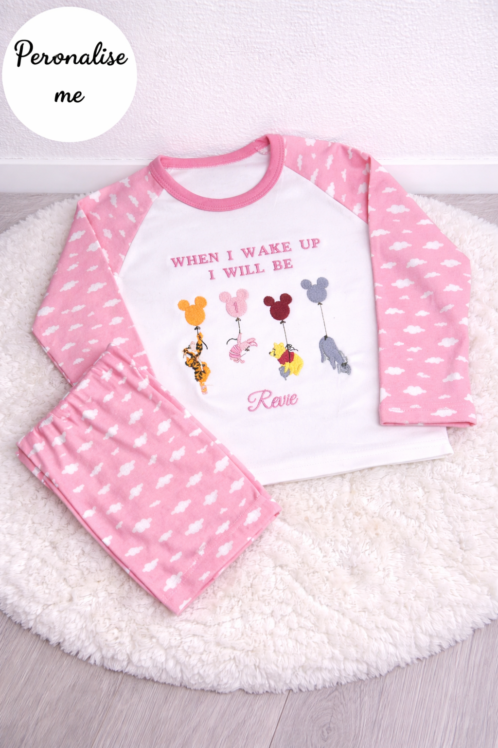 Personalised Embroidered Winnie The Pooh Birthday Pyjamas