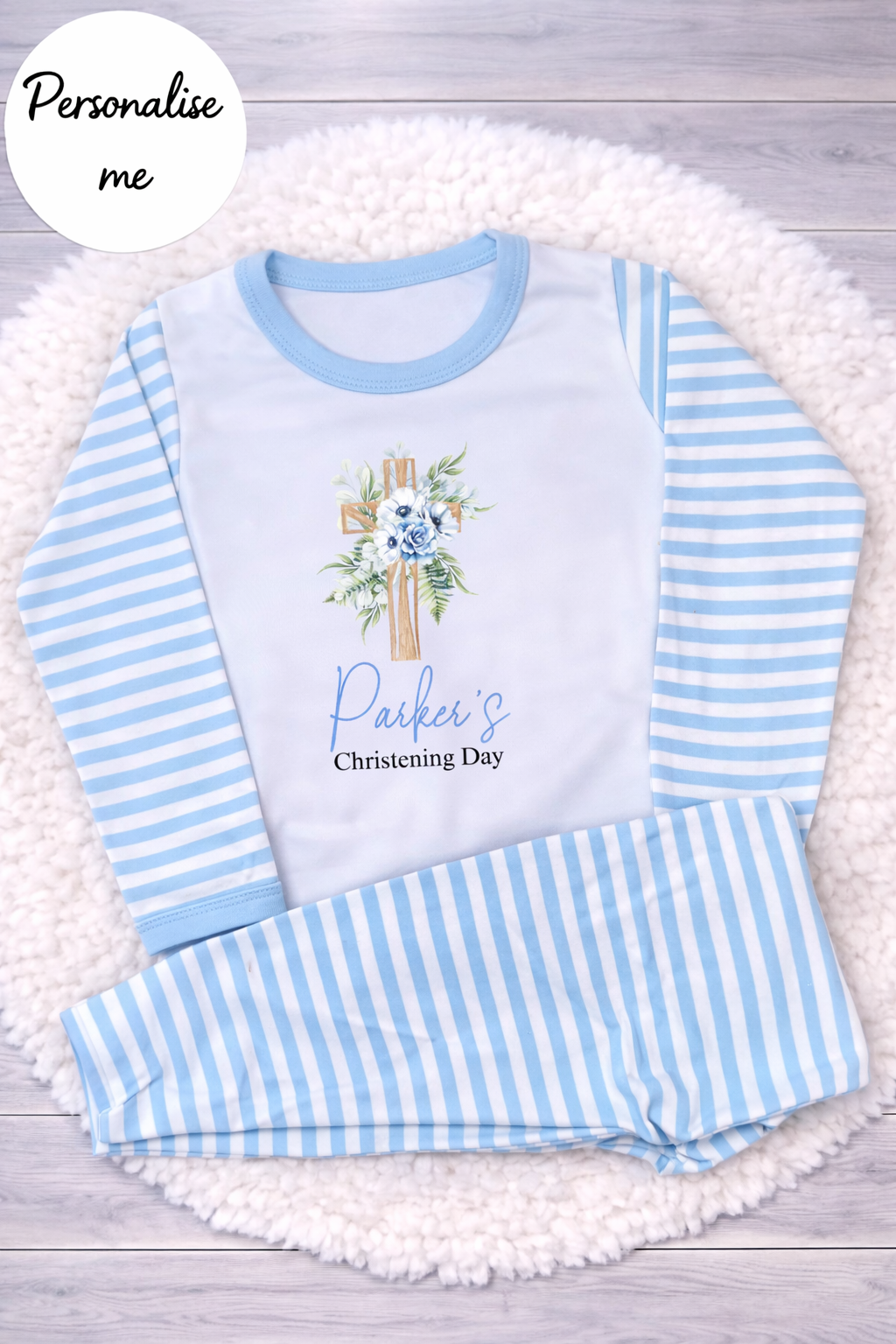 Personalised Christening Day Cross Pyjamas