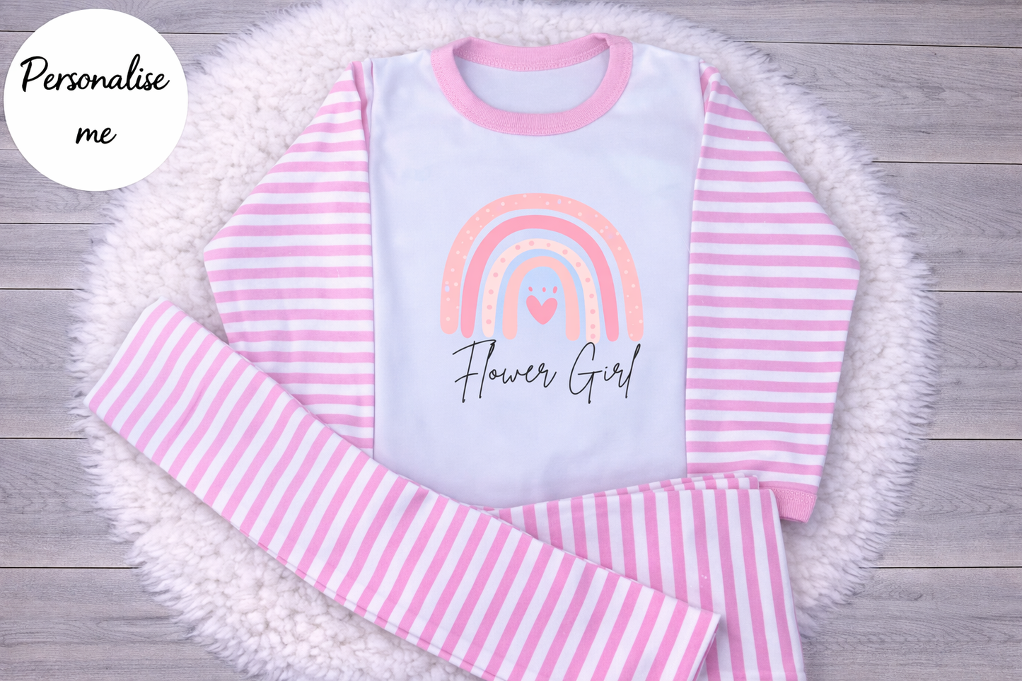 Personalised Rainbow Flower Girl Wedding Pyjamas
