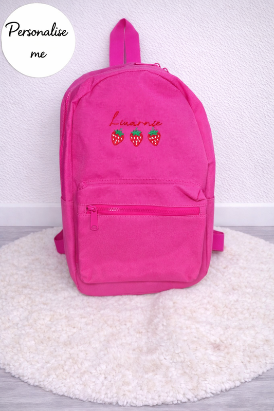 Personalised Kids Strawberry Backpack with Name Embroidered