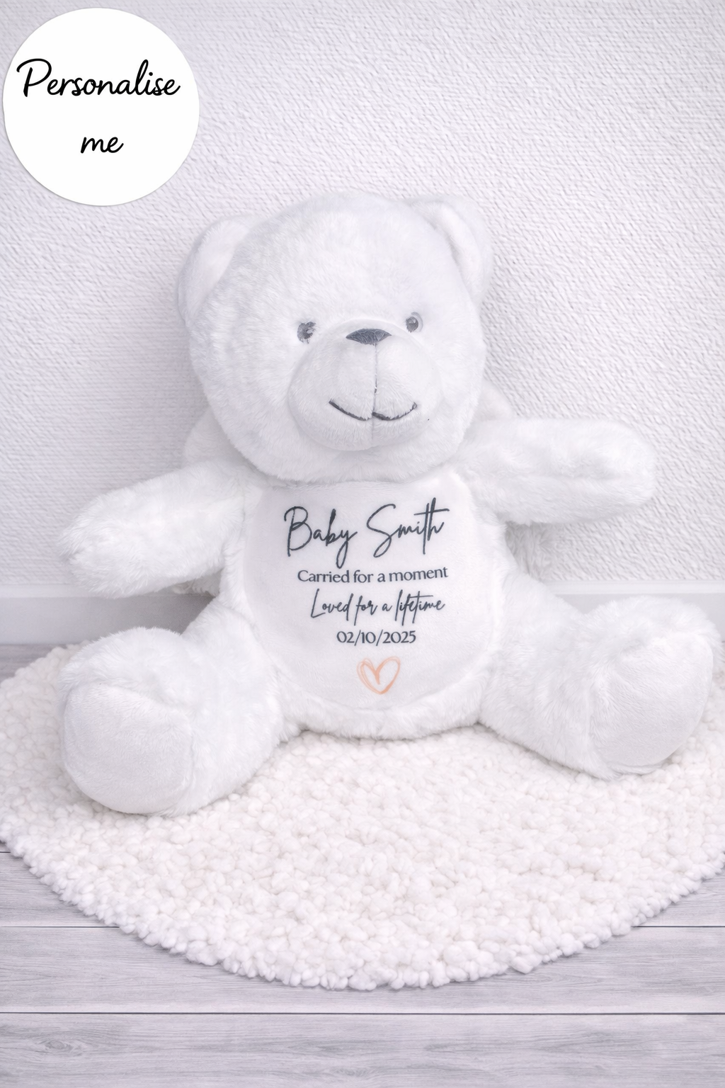 Personalised Carried for a Moment Loved For A Life Time Angel Bear Teddy