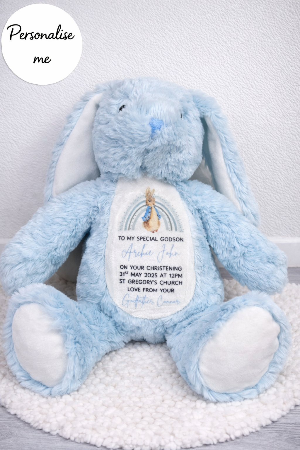 Personalised Christening Day Bunny Rabbit Teddy