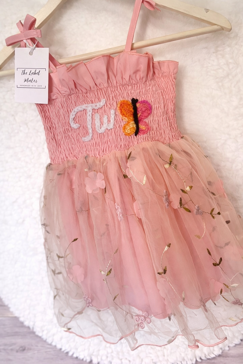 Hand Embroidery Butterfly Birthday Girl Tutu Dress