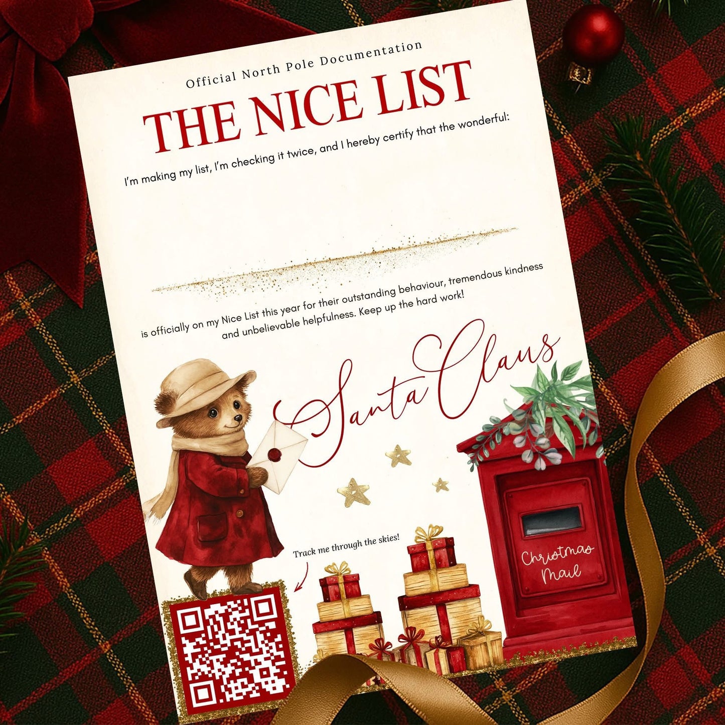 Personalised The Nice List Certificate and Santa Tracker