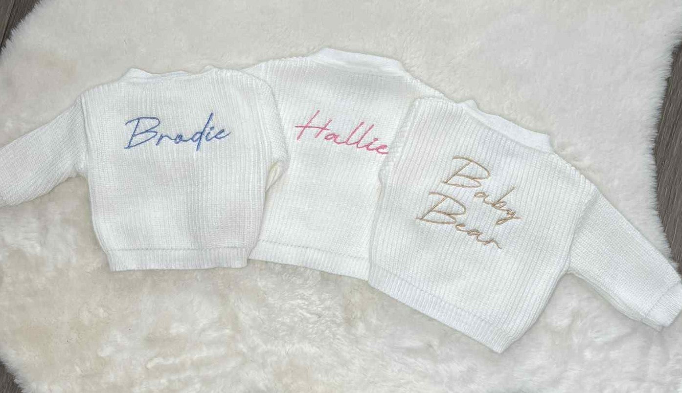 Personalised Ribbed Knitted Baby Cardigan