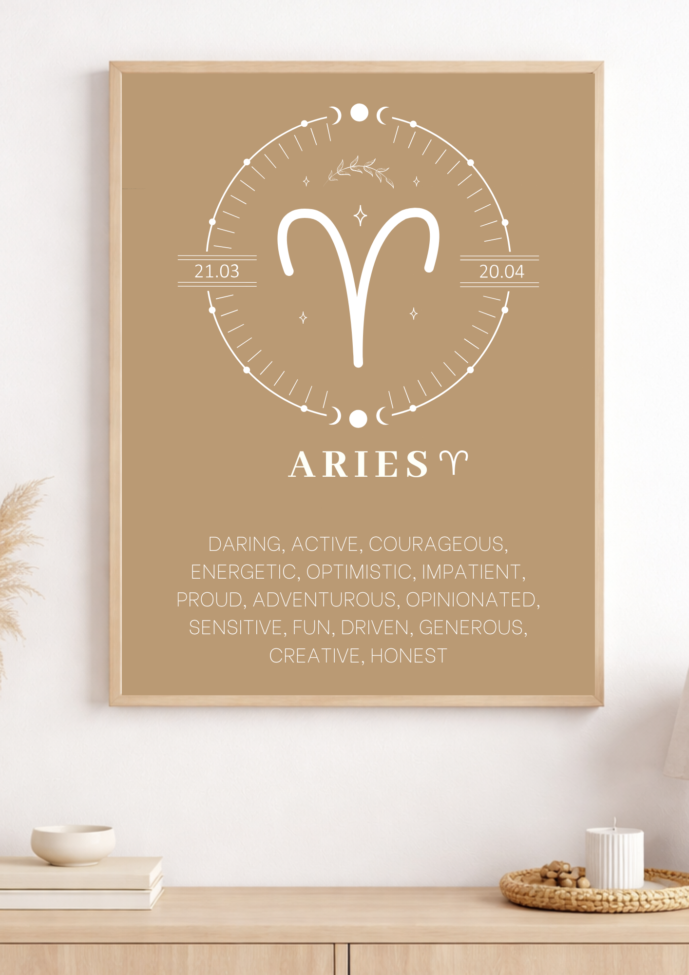 Personalised Beige Star Sign Print