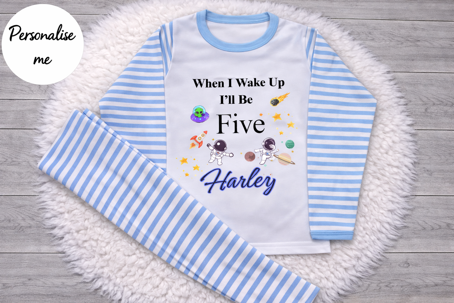 Personalised Space When I Wake Up Birthday Pyjamas
