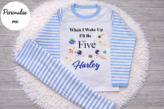 Personalised Space When I Wake Up Birthday Pyjamas