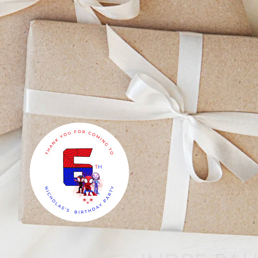 Personalised Spider Man Birthday Party Stickers – product image 2