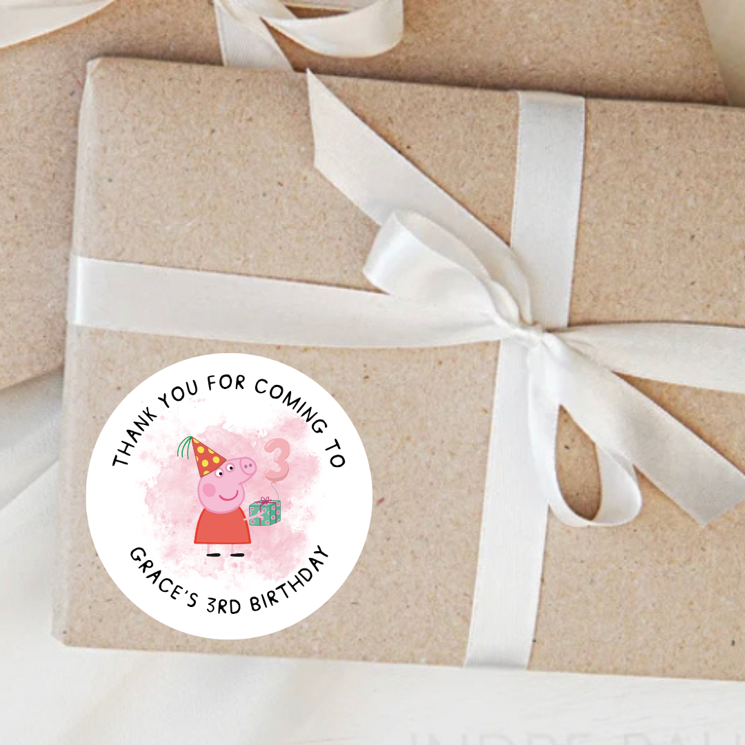 Personalised Peppa Party Birthday  Stickers