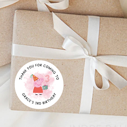 Personalised Peppa Party Birthday  Stickers