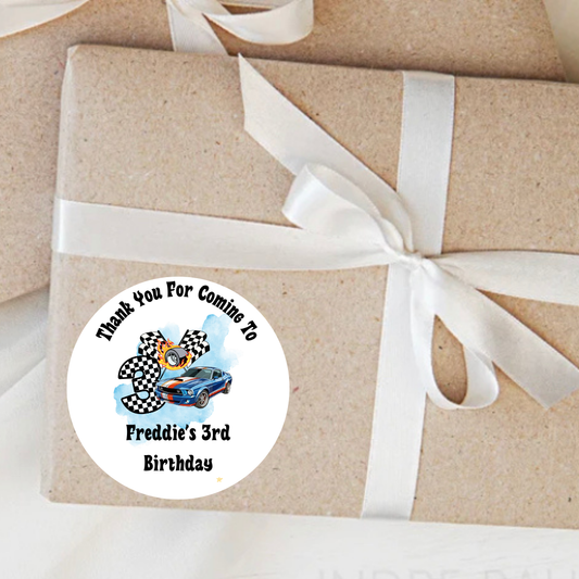 Personalised Cars Birthday Stickers