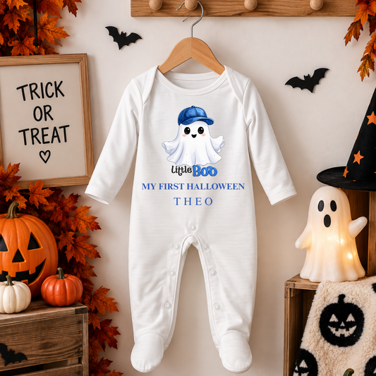 Title
Personalised My First Halloween Baby Sleepsuit -Ghost design
