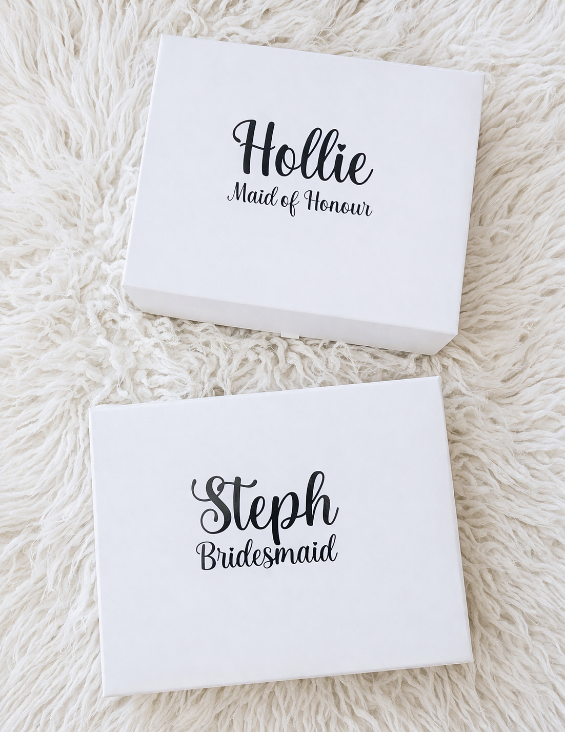 White luxury personalised bridesmaids gift box
