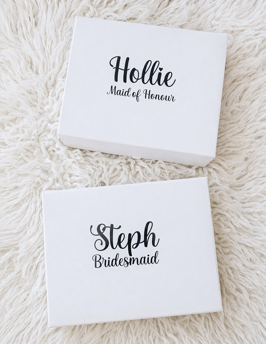 White luxury personalised bridesmaids gift box