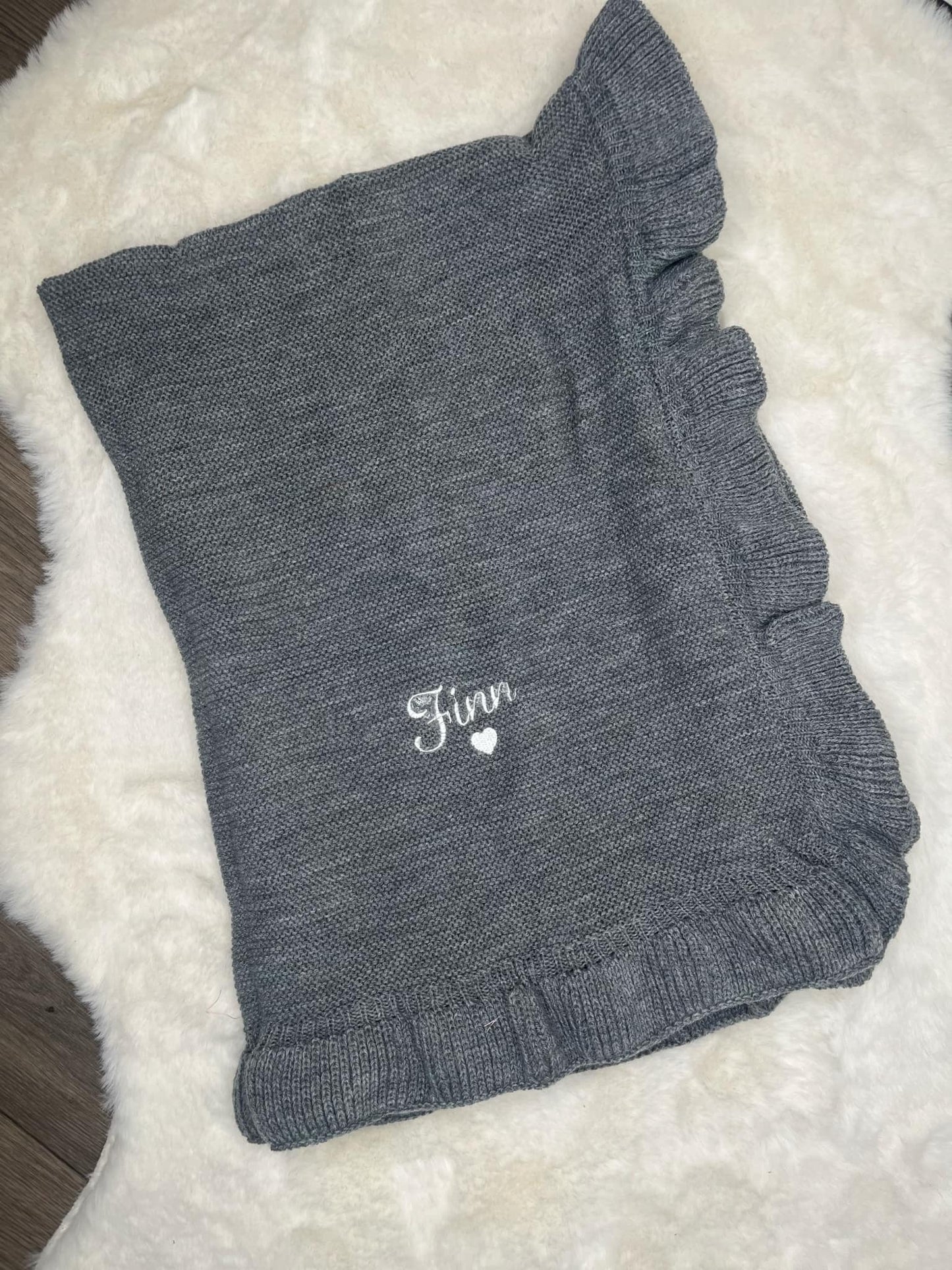 Personalised Embroidered Frilly Baby Blanket