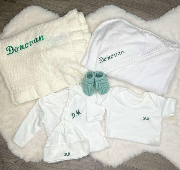 Personalised Embroidered Newborn Baby Set