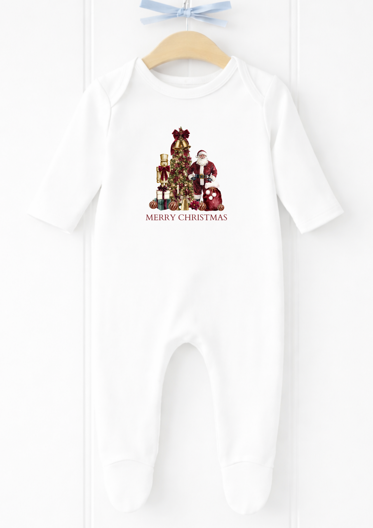 Personalised festive animals Christmas baby sleepsuit and vest