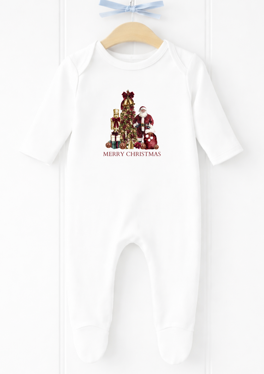 Personalised festive animals Christmas baby sleepsuit and vest