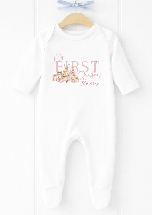 Personalised My First Christmas nutcracker baby sleepsuit and vest