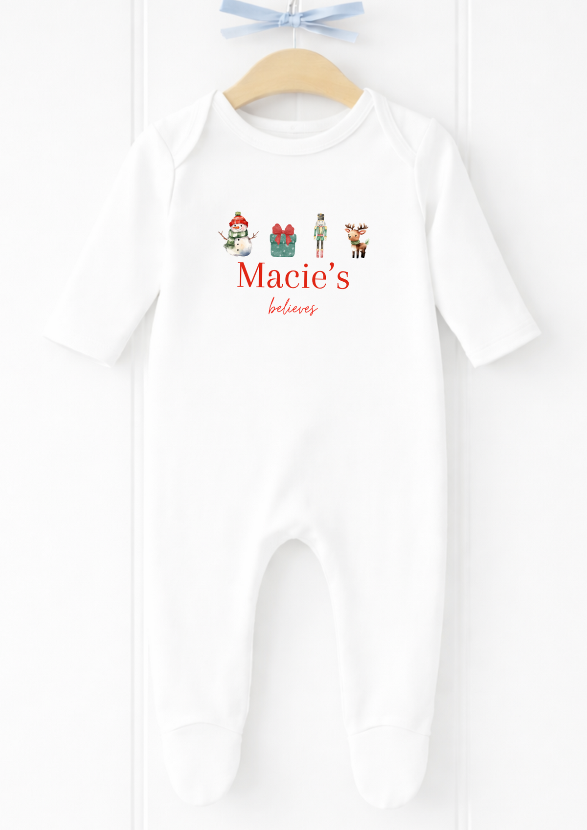 Personalised Christmas bakery baby sleepsuit and vest