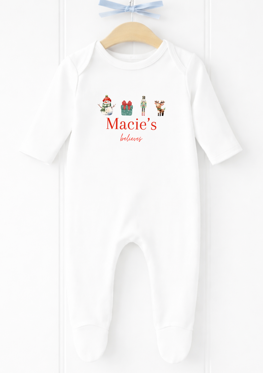 Personalised Christmas bakery baby sleepsuit and vest