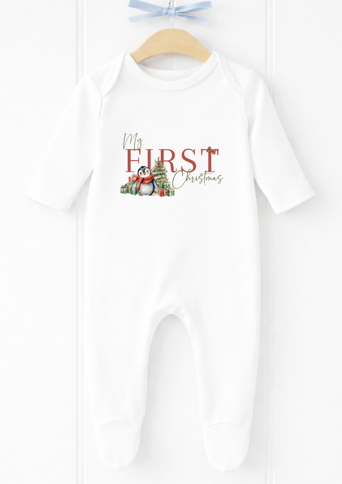 Personalised My First Christmas Santa baby sleepsuit and vest