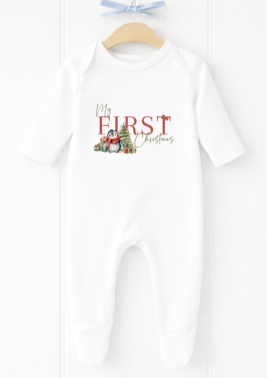 Personalised My First Christmas Santa baby sleepsuit and vest