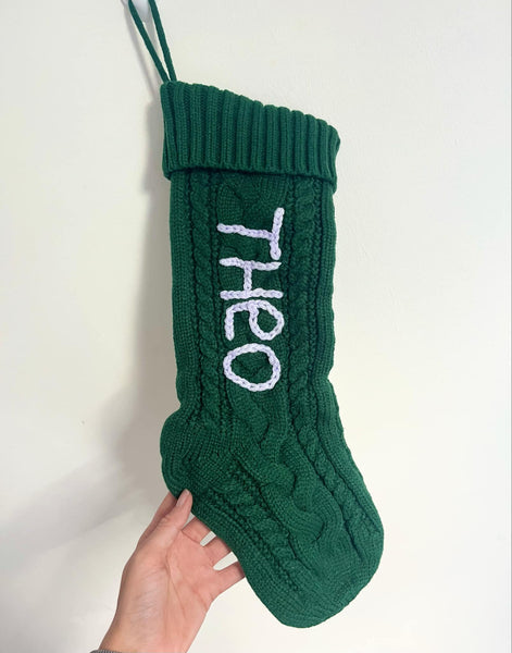 Hand Embroidery Knitted Christmas Stocking