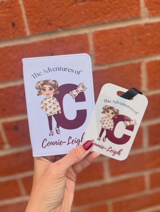 Personalised Bow Girl Passport Holder And Luggage Tag
