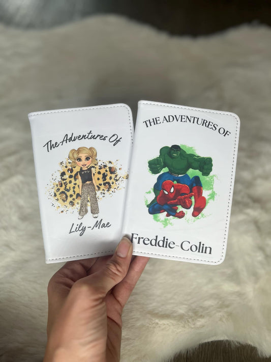 Personalised Character Themed Passport Holder and Luggage Tag Set