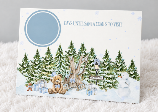 Personalised blue A4 laminated Christmas countdown sign