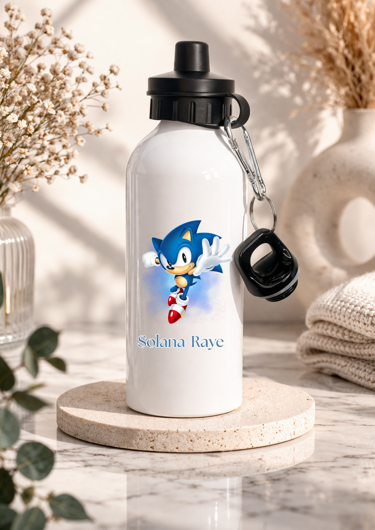 Personalised blue speed hero children's water bottle