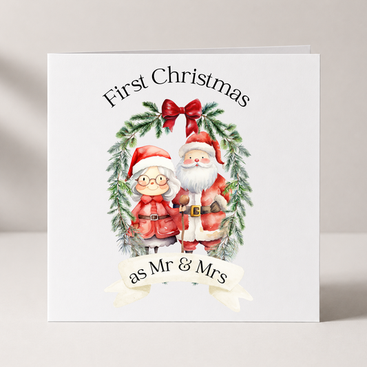 First Christmas as Mr & Mrs Card with custom names and wording