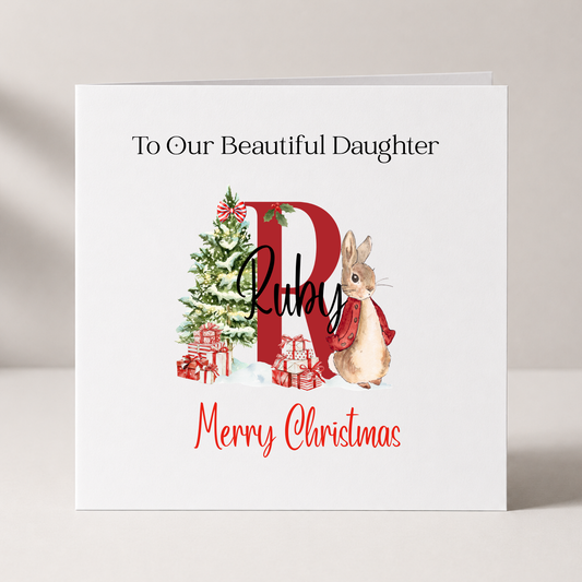Personalised Christmas Card for Daughter with custom names and wording