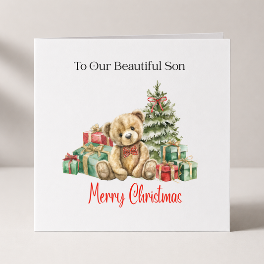 Personalised Christmas Card for Son with custom names and wording