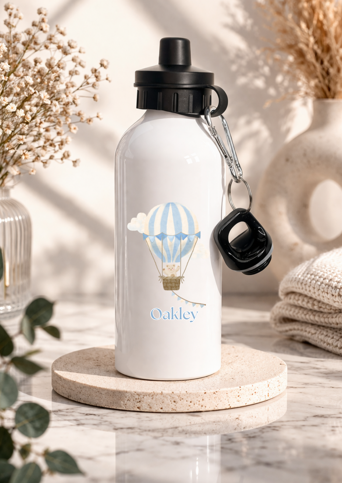 Personalised hot air balloon children's water bottle