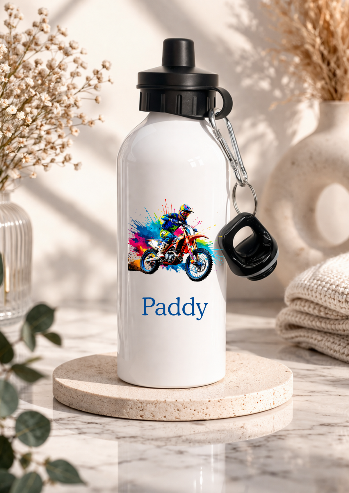Personalised motocross children's water bottle