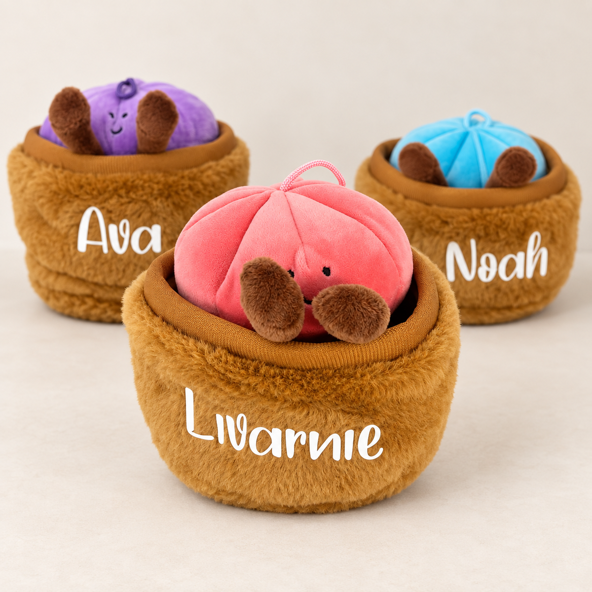 Pink plush Dumpling personalised with a name