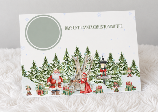 Personalised traditional green and red A4 laminated Christmas countdown sign